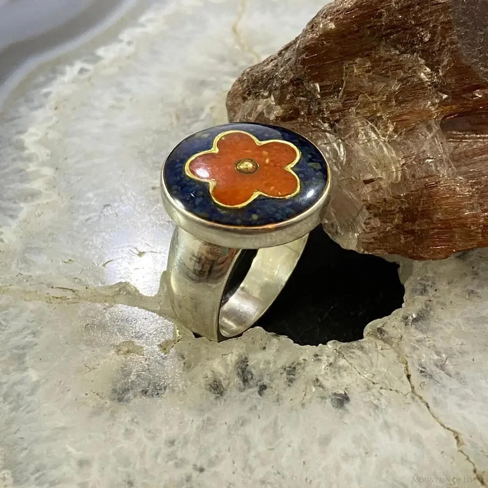 Carolyn Pollack Sterling Silver Multistone Flower Chip Inlay Ring For Women